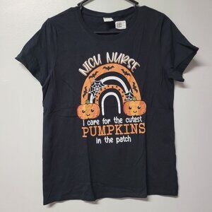 NICU Nurse Pumpkin Patch Tee Shirt Fall Halloween‎ Baby Hospital Womens M Care